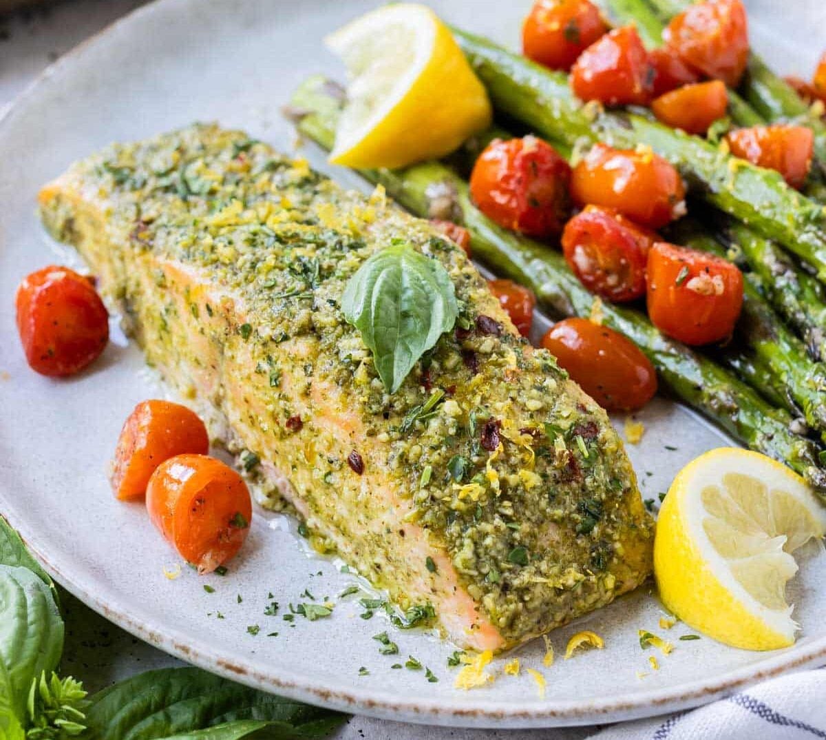 Sheet Pan Pesto Salmon and Vegetables