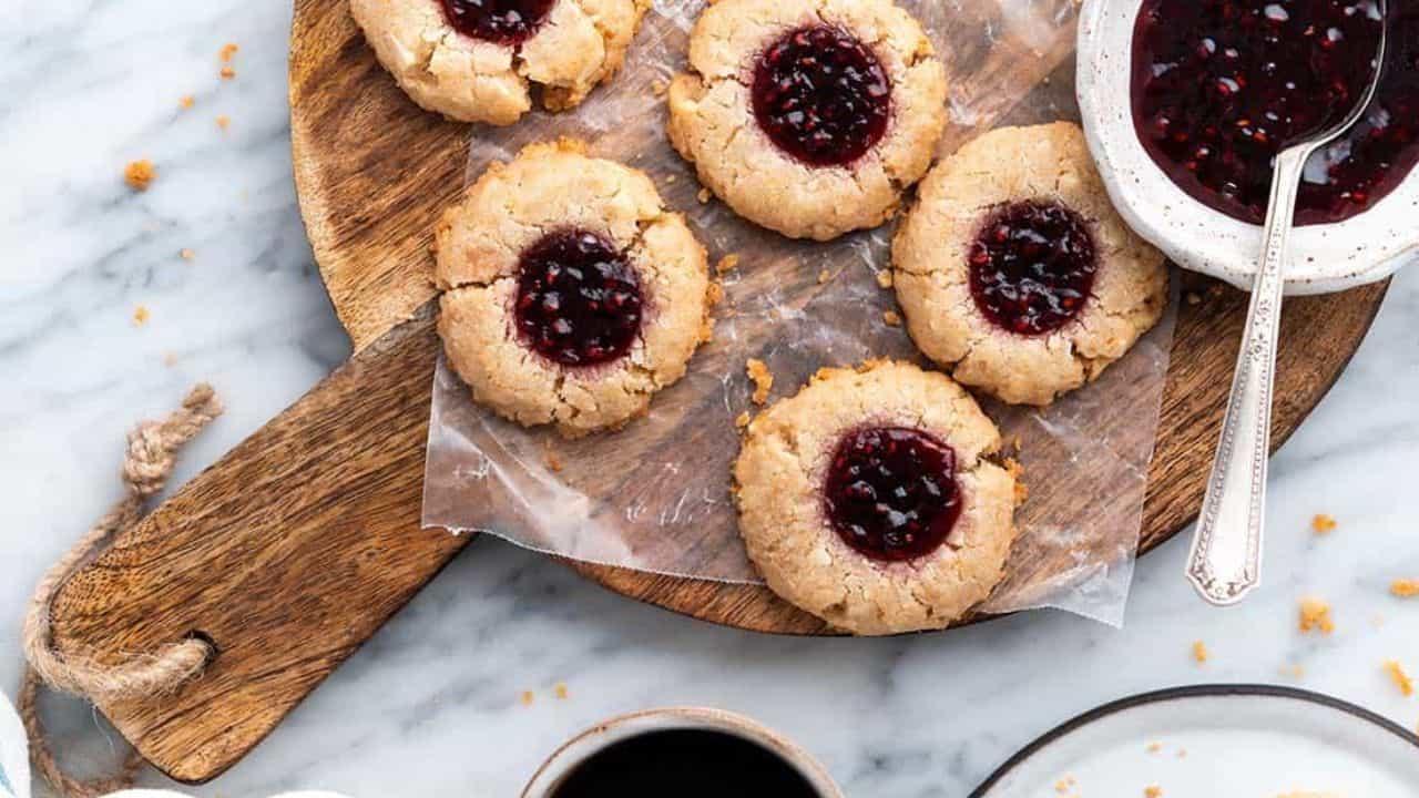 Vegan Thumbprint Cookies Recipe with Raspberry Jam
