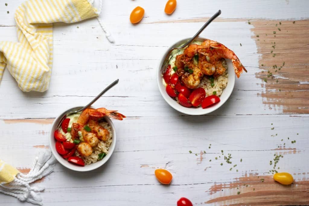 Spicy Shrimp Guacamole On Rice